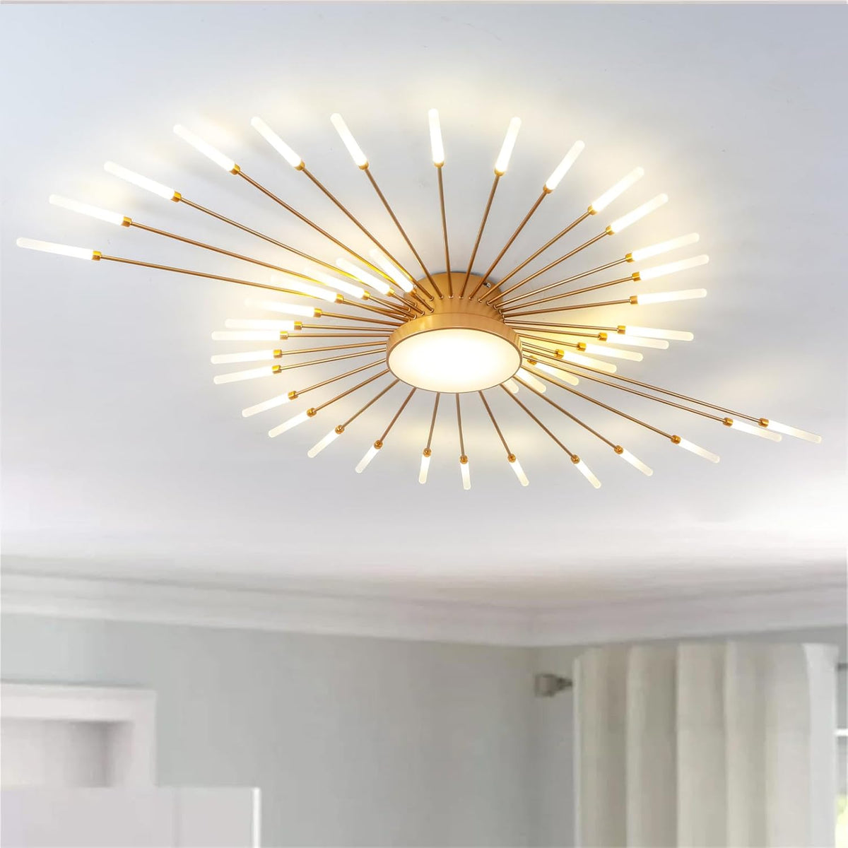 RRBEST Plafonnier LED Moderne Pour Salon,Acrylique Luminaire Plafonnier,Intérieur Design lampes de décoration pour salon chambre à coucher et salle à manger Or,42+1 Tête