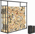 Outsunny Abri-bûches, range-bûche, charge maximale 2000 kg, avec housse de protection imperméable et toit en polycarbonate, abri bois de chauffage, 185 x 62 x 184 cm, cadre en métal, noir