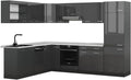 Vicco Cuisine en Angle R-Line, Anthracite Brillant/Anthracite, 227x287cm, PT Marbre