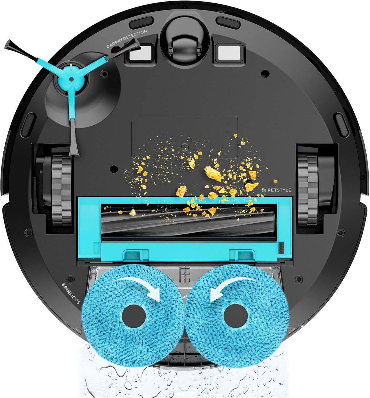 Cecotec Robot Aspirateur et Laveur de Sols avec Base AutoVidange Conga 9590 Spin Revolution Ultra Power Home. Navigation Laser, 10000Pa, App, Autonomie 240min, Brosse Spéciale Animaux, Mopas Rotatives