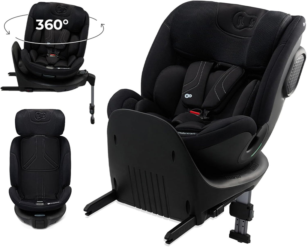 Kinderkraft XRIDER2 I-SIZE 40-125 cm, Siège auto bébé 0 à 25 kg évolutif, 0-7 ans, Isofix 360° pivotant, FWF, RWF, Protections latérales, Harnais Internes à 5 Points, Noir