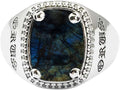 Chevalière Argent Homme Bleu Saphir Cavalier D'enfer