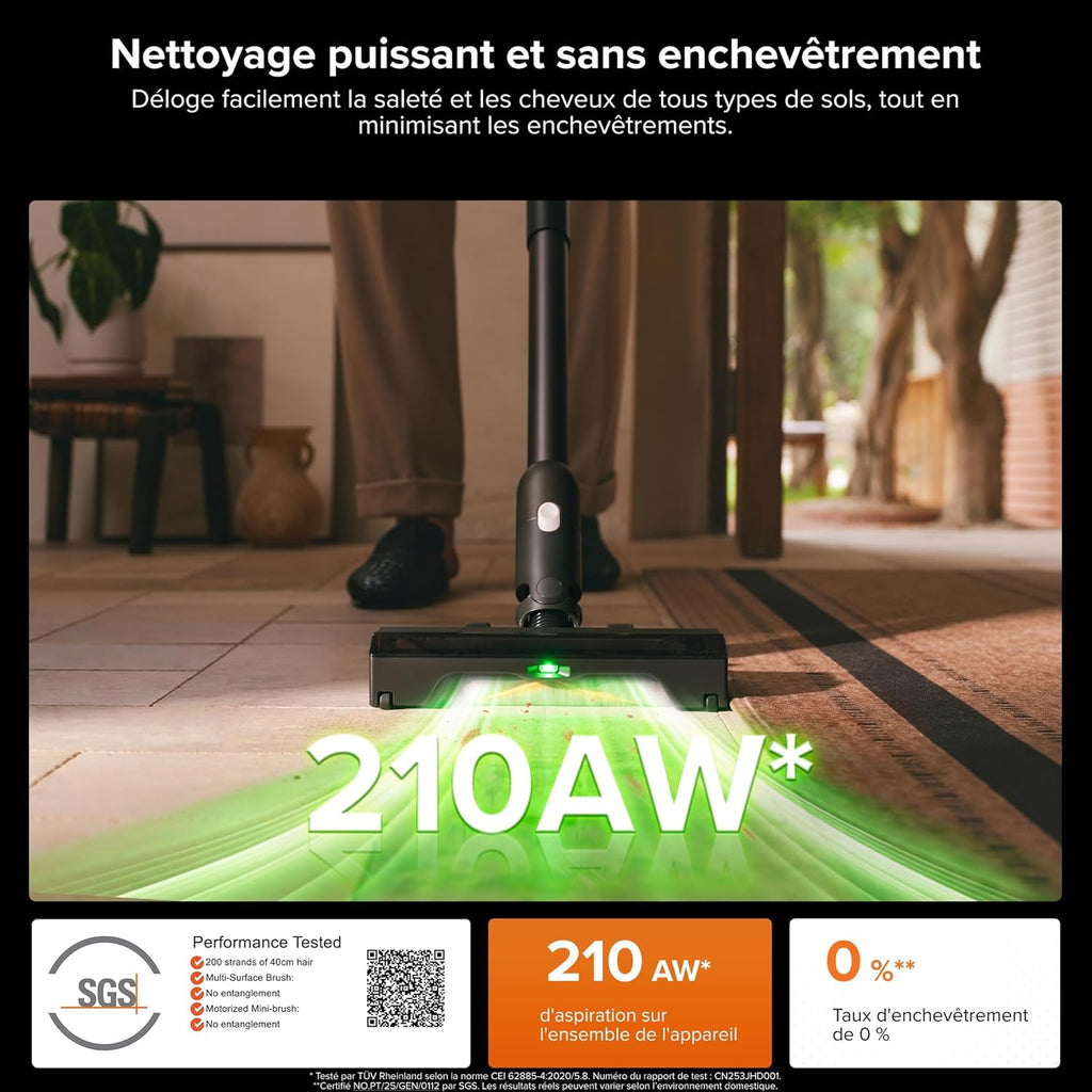 roborock H60 Hub Ultra Aspirateur Balai sans Fil avec Station Auto-Vide, 210AW, 90Min d’Autonomie, Brosse Anti-Enroulement, Détection Poussière LED 140°, Accessoires Tous Sols