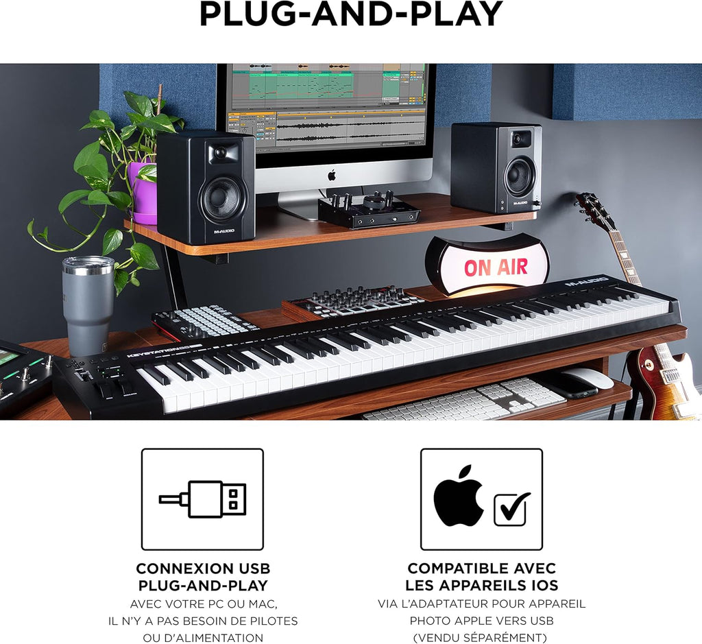 M-AUDIO Keystation 88 MK3 – Clavier MIDI USB 88 touches semi-lestées pour contrôler les synthétiseurs virtuels et les stations audionumériques