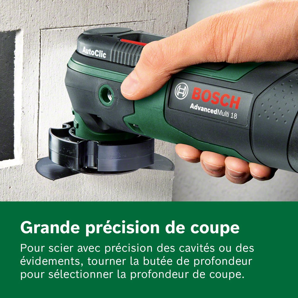 Bosch outil multifonctions sans fil AdvancedMulti 18 (Batterie, chargeur, plateau de ponçage triangulaire, feuilles abrasives, 2 lames de scie, poignée supplémentaire, coffret, système 18V, 2,5 Ah)