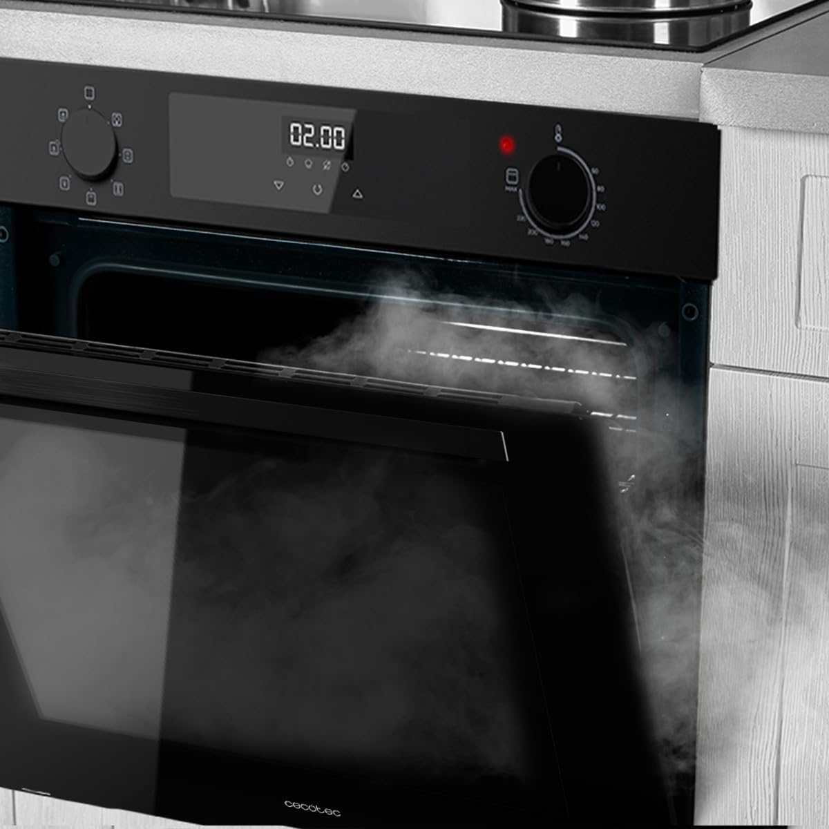 Cecotec Four Multifonction 60cm Bolero Hexa M226000 Glass Black A. 2800W, 72L, 7 Fonctions, Mode Grill, Grill ventilé, Mode Convection, Defrost, Base vapeur X2, Steam EasyClean, Steam Assist