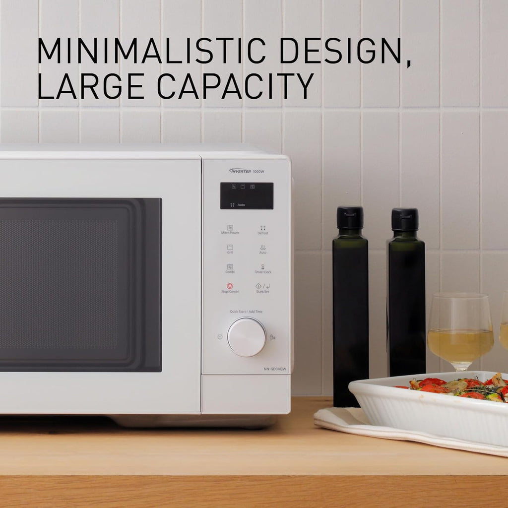 Panasonic NN-GD34QWEPG 29L Micro-ondes grill, 1000 W, décongélation automatique, cuisson combinée, minuterie, blanc