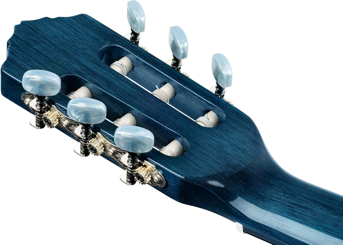 Ortega Guitars Guitare Classique 4/4 - Slim Neck - Family Series - Housse Incluse - Épicéa / Acajou, Bleu R121SNOC