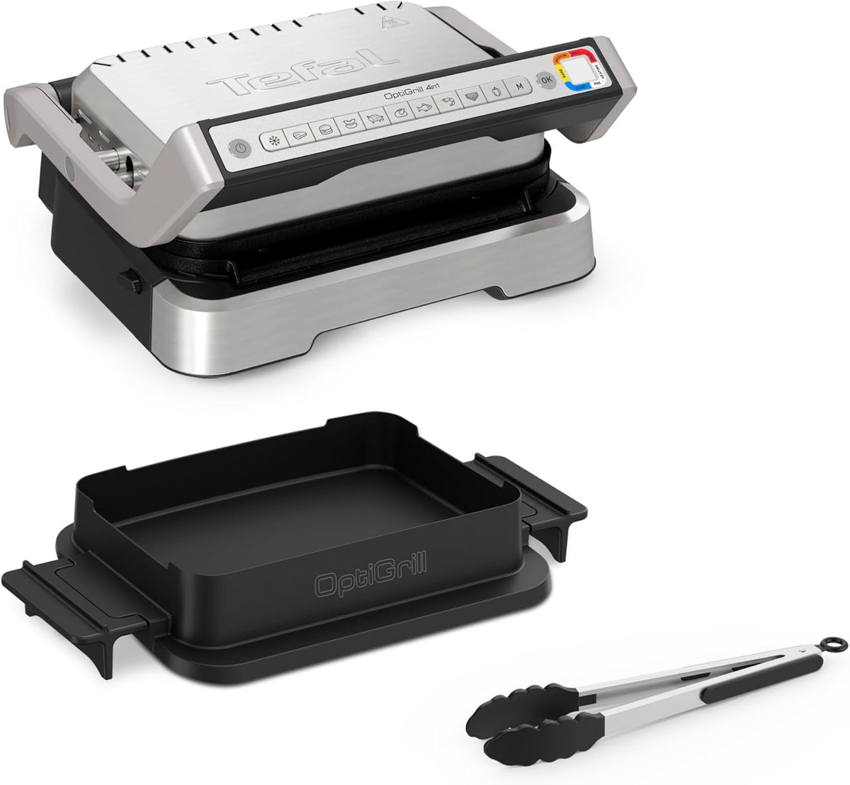 Tefal Optigrill 4 en 1, Grill intelligent, fonctions bbq, Four et repas complet, 9 programmes, Mode manuel, Ouverture 180°, 4 personnes, GC776D10