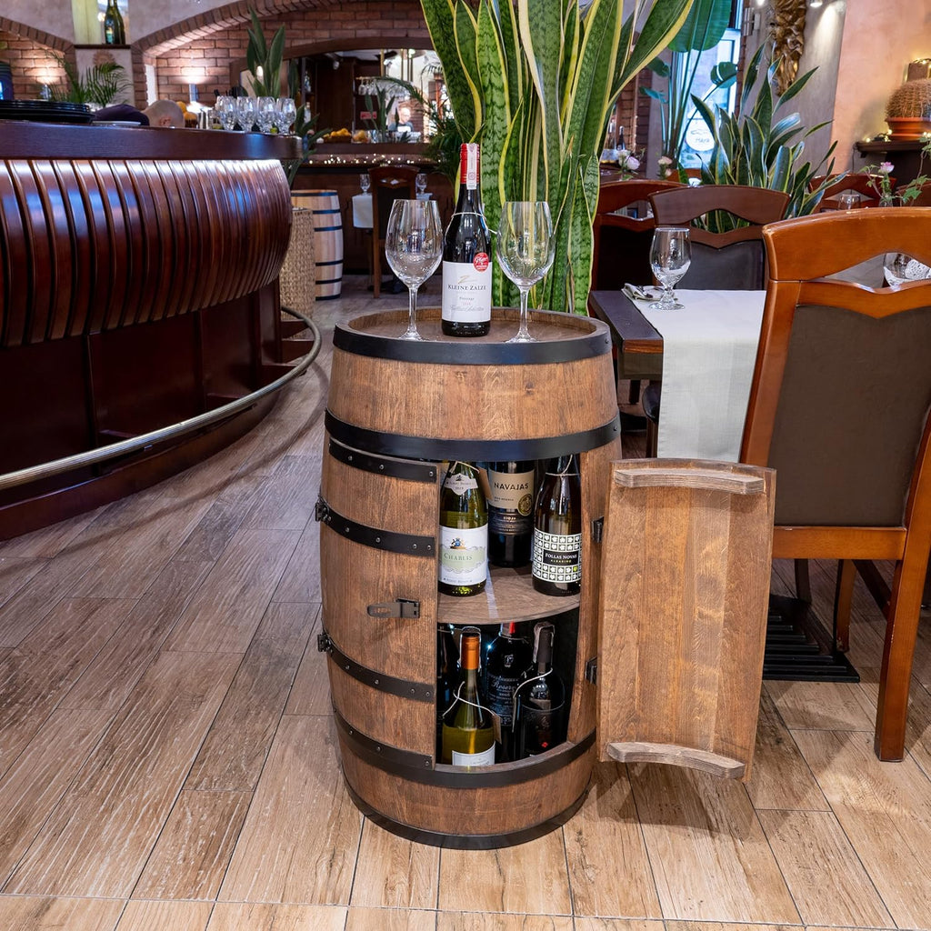 CREATIVE COOPER Casier à Vin en Bois Avec Porte LED - Armoire à Alcool - Étagère à Bouteilles - Minibar 80cm Wenge