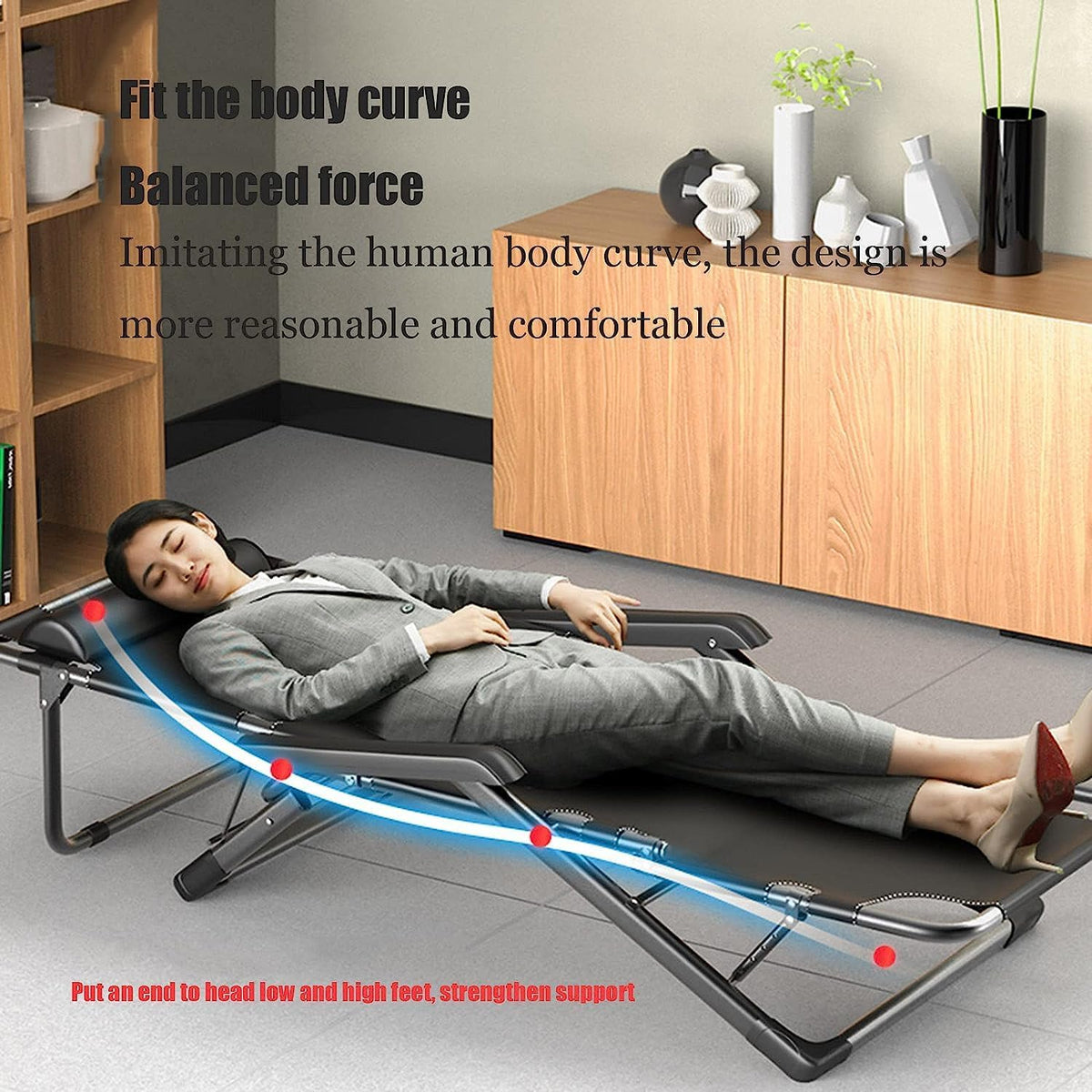 Chaise Longue Chaise Pliante Inclinable Longue Lit Pliant Portable d'angle De Réglage À 5 Vitesses Et Double Usage Pliante Relaxation