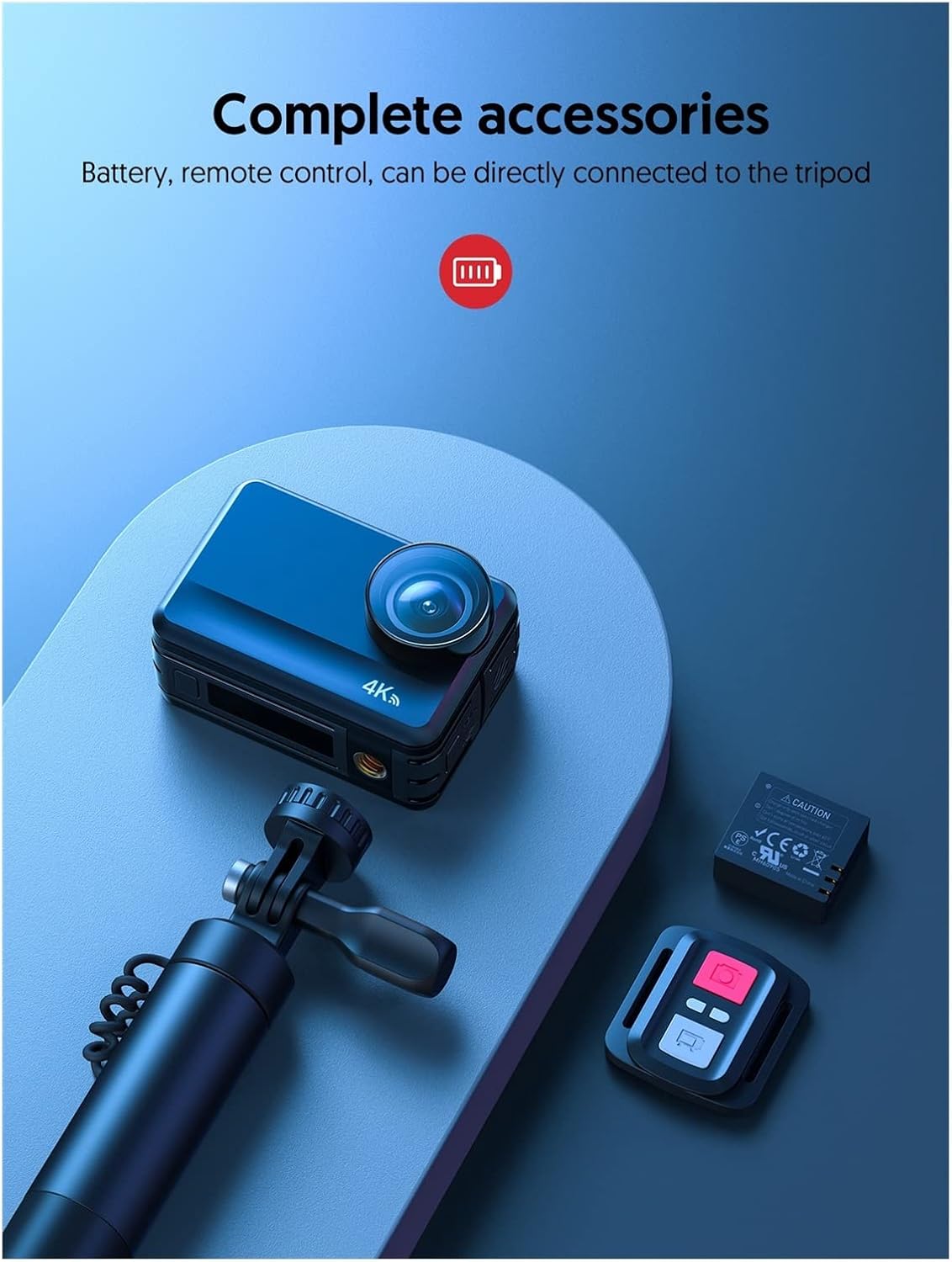 YZ-LIANG Caméra d'action Appareil Photo d'action 4K 60fps 8m Machine Nue étanche 2 0MP Écran Tactile EIS Télécommande avec Piles 1350mAh Qualité HD