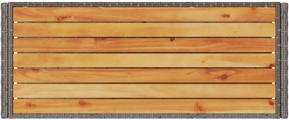 Tomostar Desserte de Jardin, Chariot de Bar Desserte Extérieur 3 Niveaux Gris rotin et Bois d'acacia Massif