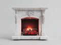 Cheminée électrique 110x35x100 cm - finition effet marbre blanc sculpté - usage intérieur - style classique