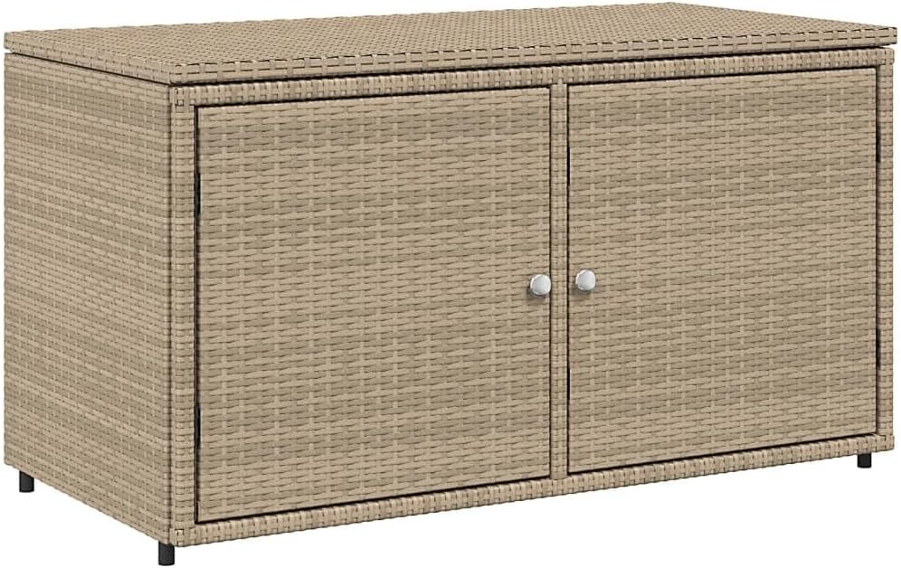prissent Armoire de rangement de jardin, 110 x 55 x 60,5 cm, coffre pour jardin, coffre de jardin, fournitures de meubles de balcon, meubles de jardin, beige, rotin PE, acier
