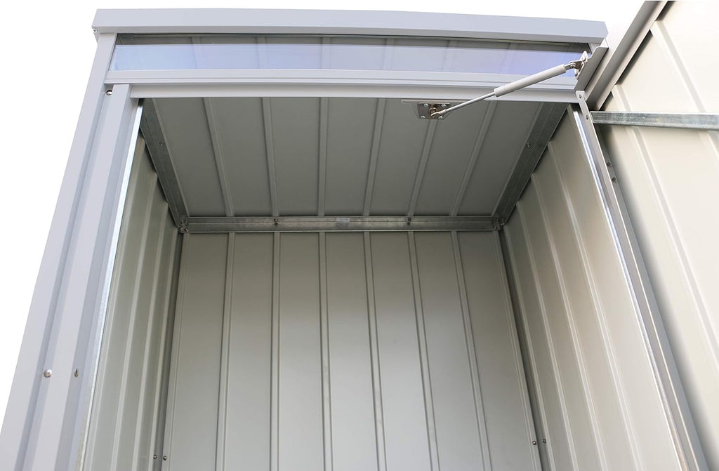 Duramax Palladium Casier de stockage en hauteur à porte unique avec lucarne avant, armoire de rangement le jardin, armoire haute pour l'extérieur, kit d'étagères réglables inclus, argenté