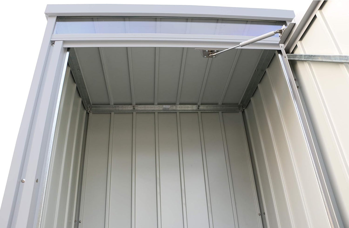 Duramax Palladium Casier de stockage en hauteur à porte unique avec lucarne avant, armoire de rangement le jardin, armoire haute pour l'extérieur, kit d'étagères réglables inclus, argenté