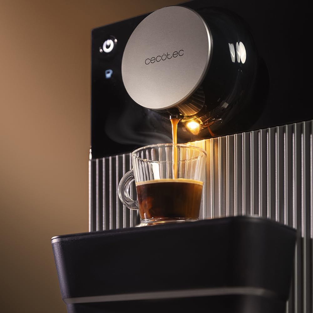 Cecotec Machine à Café Superautomatique Compacte Cremmaet Cube. 1350W, Système de Pressage 10g, Système de Pré-Infusion, 19 Bars, Système Thermoblock, 5 Niveaux de Mouture, Panneau de Contrôle Tactile
