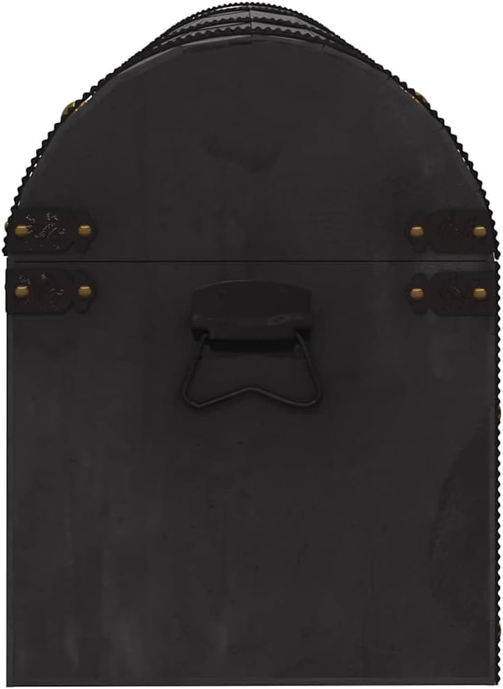 XHNIFBN Coffre en bois massif, 120 x 30 x 40 cm, vintage, noir, avec sangles en cuir synthétique et ferrures en métal, coffre de rangement durable pour salon, chambre à coucher, couloir et bureau