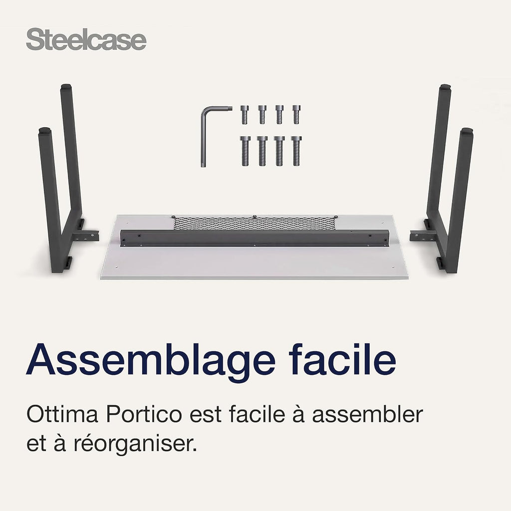 Steelcase Ottima Portico bureau avec plateau Chêne clair et base Blanc gris