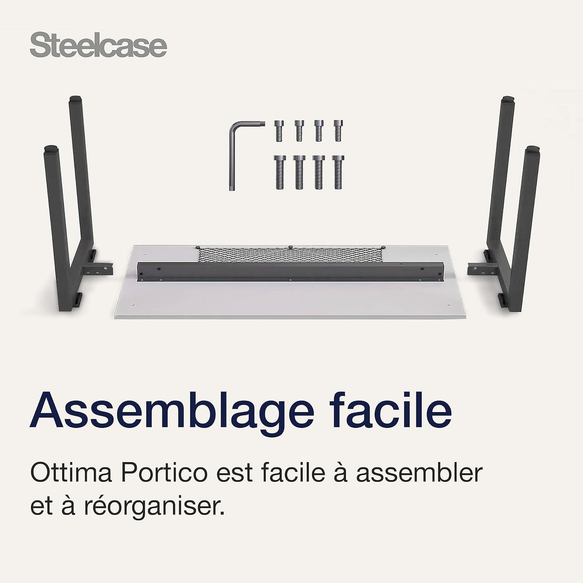 Steelcase Ottima Portico bureau avec plateau Chêne clair et base Blanc gris