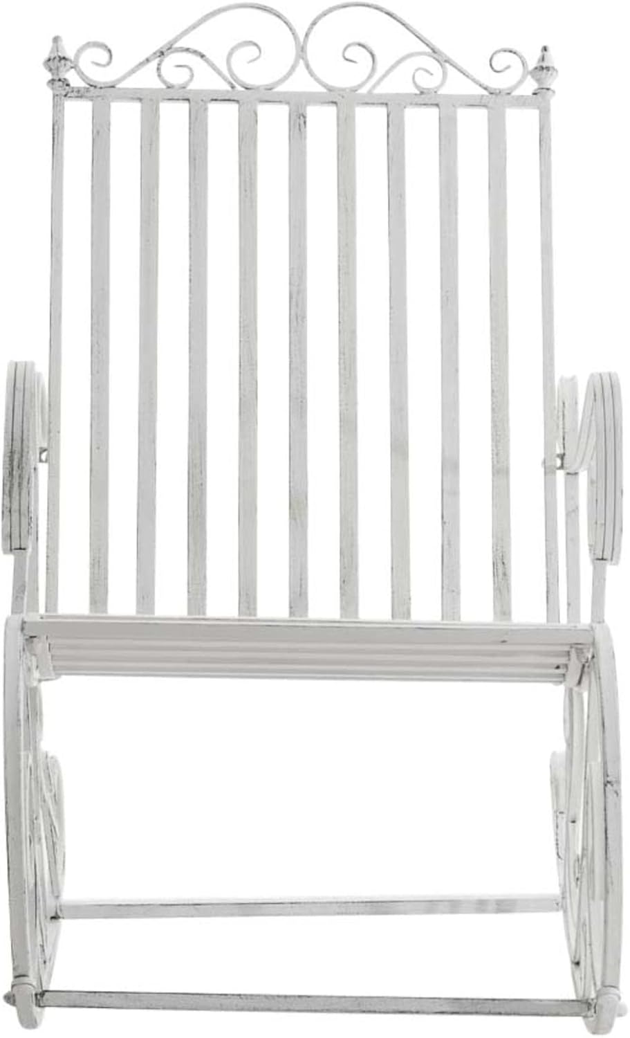CLP Lot De 2 Fauteuils A Bascule en Fer Forgé Smilla I Rocking-Chair D'Extérieur avec Dossier Haut Et Accoudoirs, Couleur:Blanc Antique