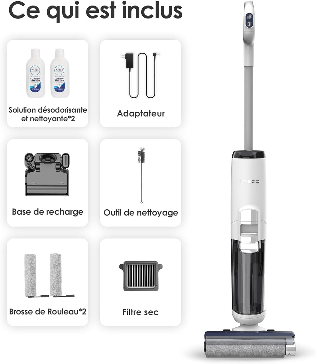 Tineco iFLOOR 5 Breeze Complete Aspirateur Laveur, Aspirateur Sec Humide sans Fil pour Sols durs, Nettoyage des Bords, Auto-Nettoyage Automatique, 35 Min d'autonomie, Conception légère
