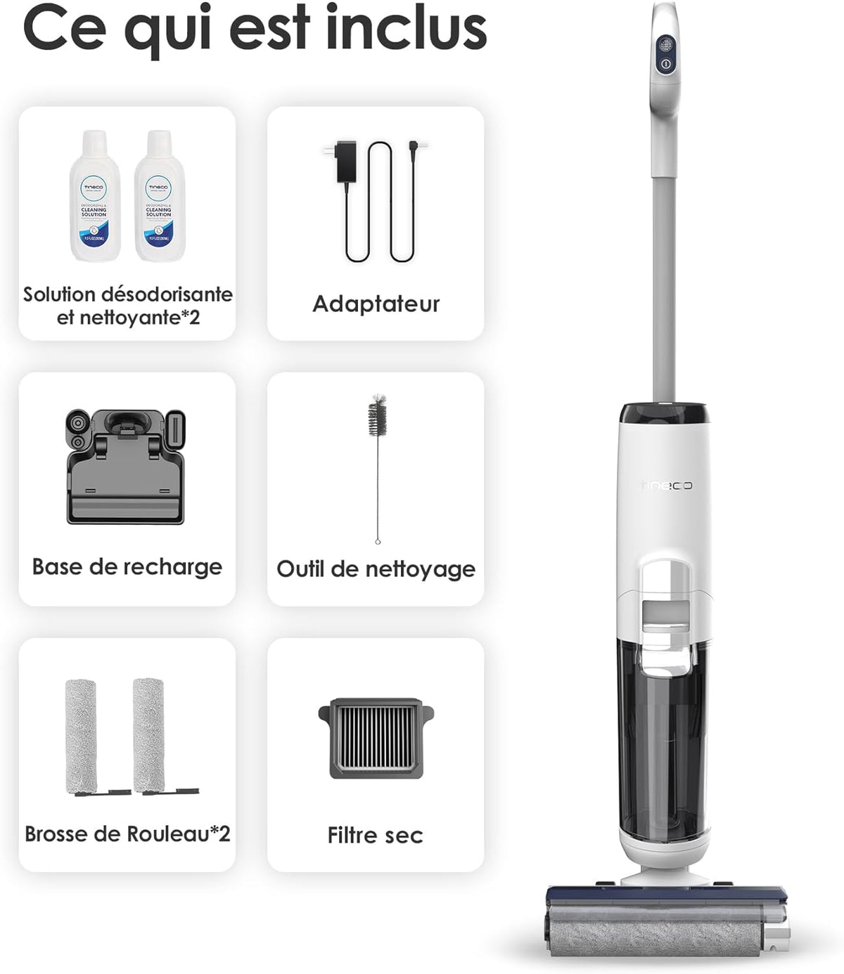 Tineco iFLOOR 5 Breeze Complete Aspirateur Laveur, Aspirateur Sec Humide sans Fil pour Sols durs, Nettoyage des Bords, Auto-Nettoyage Automatique, 35 Min d'autonomie, Conception légère