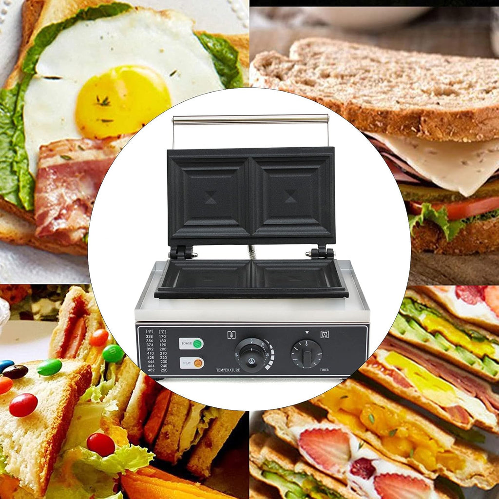 1500W Commercial Sandwich Machine à sandwich Électrique Sandwich Grille-pain Burger Panini Grille-pain Antiadhésif Donut Maker Machine à gaufres