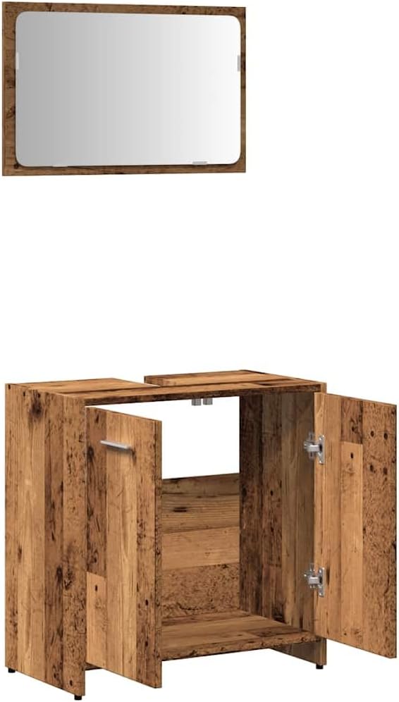 WSJHUHK Meubles, ensembles de meubles, ensembles de meubles de salle de bain, armoire de salle de bain avec miroir, bois d'ingénierie vieux bois