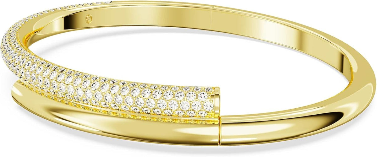 Swarovski Dextera Collection Bangle, Magnetic closure, White, Gold-tone plated