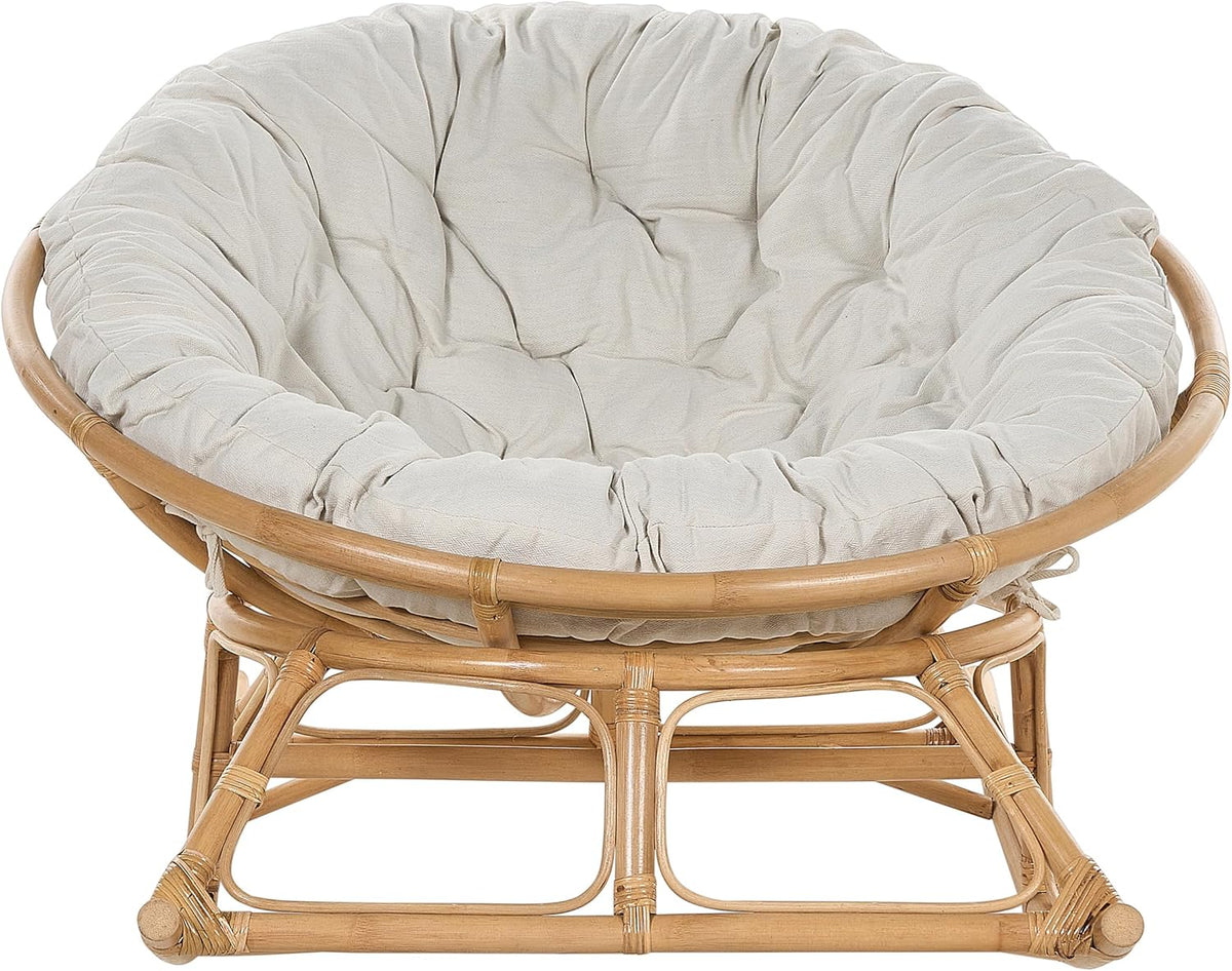 Beliani Fauteuil à Bascule Rond en Rotin Ton Naturel et Beige Clair Empilable Orvieto