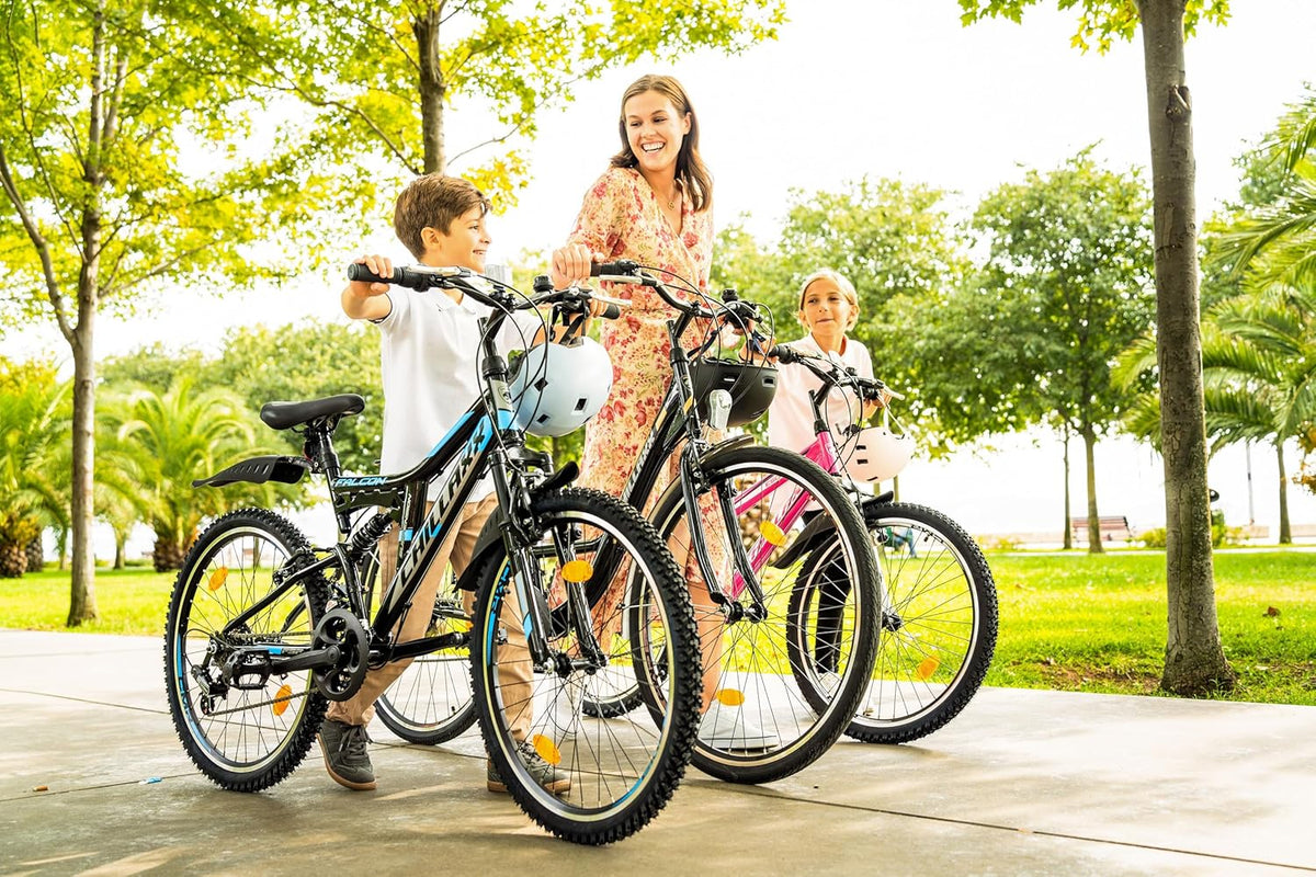 Chillaxx Falcon VTT de 24, 26, 27,5 et 29″, pour garçons, filles, femmes et hommes, frein à disque, dérailleur à 21 vitesses, suspension complète