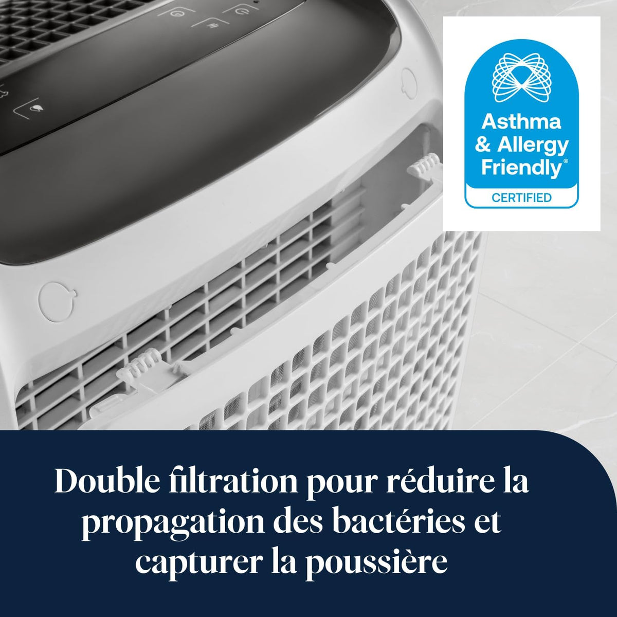 De’Longhi Tasciugo AriaDry Multi - Déshumidificateur Portable pour la Maison, Élimination de l'Humidité 20L/24h, Séchage, Anti-Moisissure, Minuteur, Silencieux, Blanc (DDSX220)