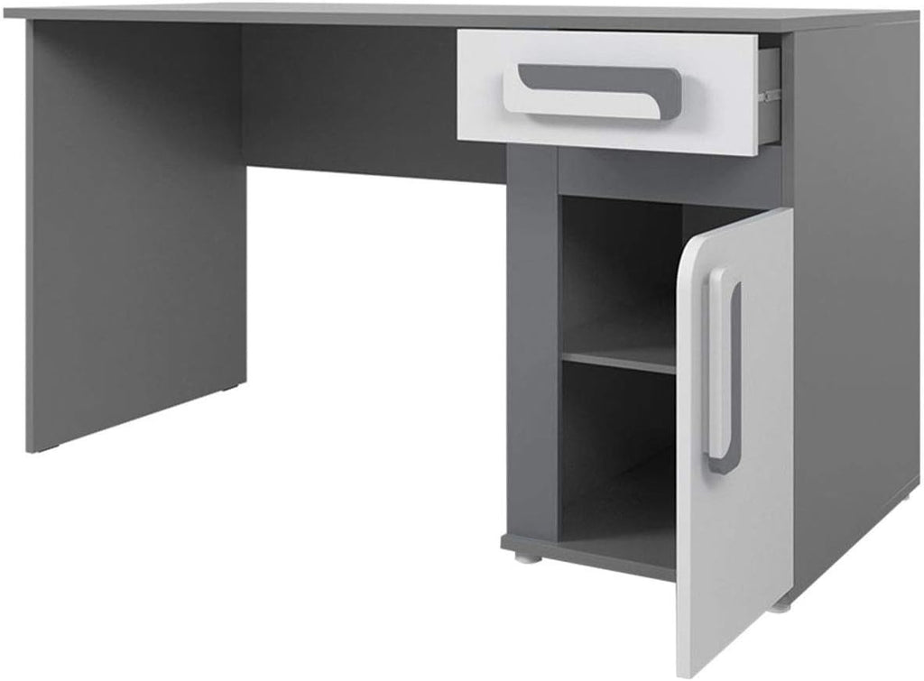Mirjan24 Apetito XV Ensemble complet pour chambre d'adolescent 5 pièces comprenant une armoire, une étagère, une commode, un bureau, une étagère suspendue (anthracite/blanc)
