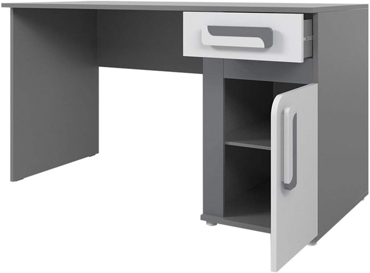 Mirjan24 Apetito XV Ensemble complet pour chambre d'adolescent 5 pièces comprenant une armoire, une étagère, une commode, un bureau, une étagère suspendue (anthracite/blanc)