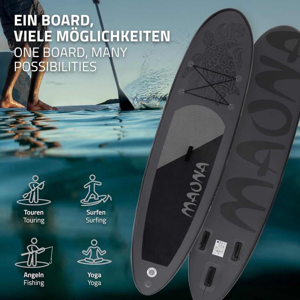 ECD Germany Stand Up Surf Paddle Board Gonflable 305/308/320/380 cm | PVC | jusqu'à 120/150 kg | Épaisseur 10/15 cm | Planche de Surf Pagaie Sac de Transport Pompe à Air | Diverses Couleurs Modèles