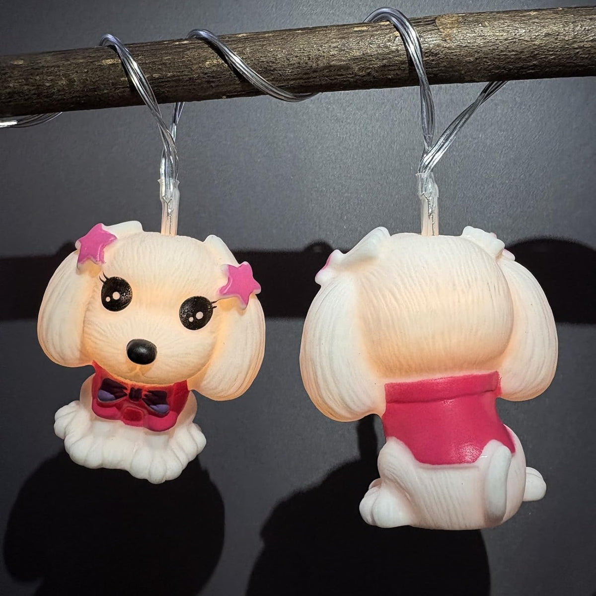 Riaxuebiy Guirlande Lumineuse Féérique à Piles, 1,65 Mètre 10 LED en Forme de Chien Mignon pour Halloween, Noël, Thanksgiving Décoration (Chien blanc)