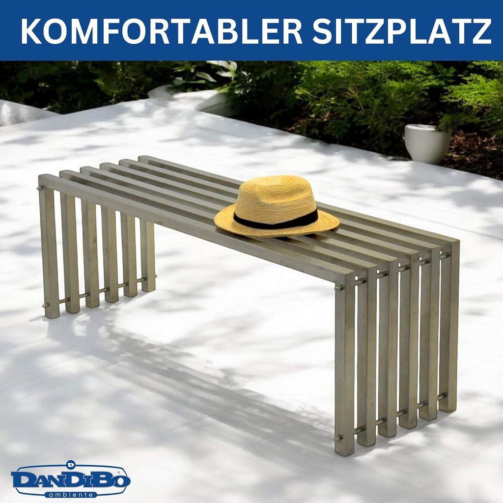 DanDiBo 96607 Banc de jardin résistant aux intempéries en acier inoxydable massif 115 cm