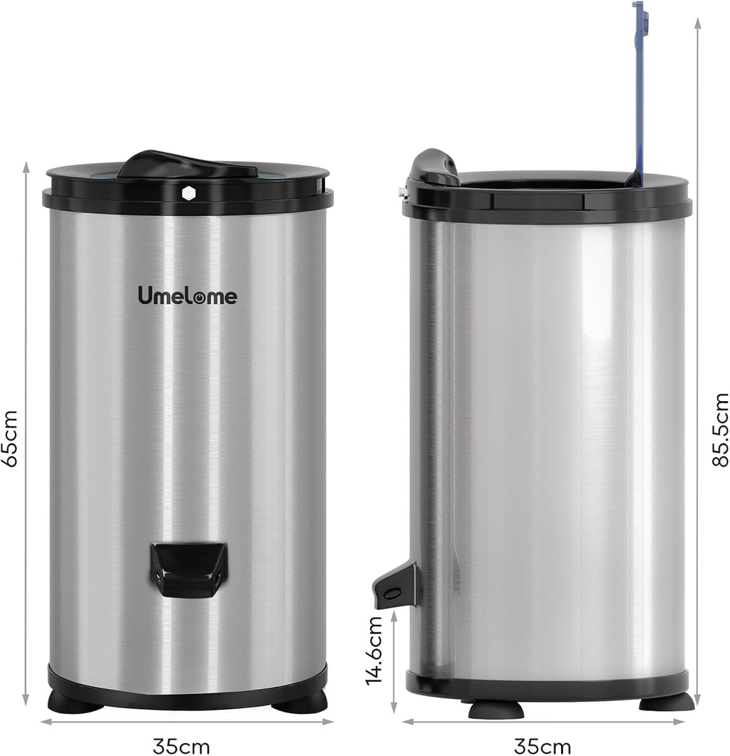 Umelome Essoreuse grande capacité 6 kg Séchoir rotatif 2800 tr/min Spin Dryer énergétique et économie d'énergie Argenté