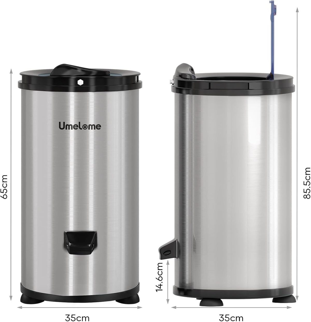 Umelome Essoreuse grande capacité 6 kg Séchoir rotatif 2800 tr/min Spin Dryer énergétique et économie d'énergie Argenté