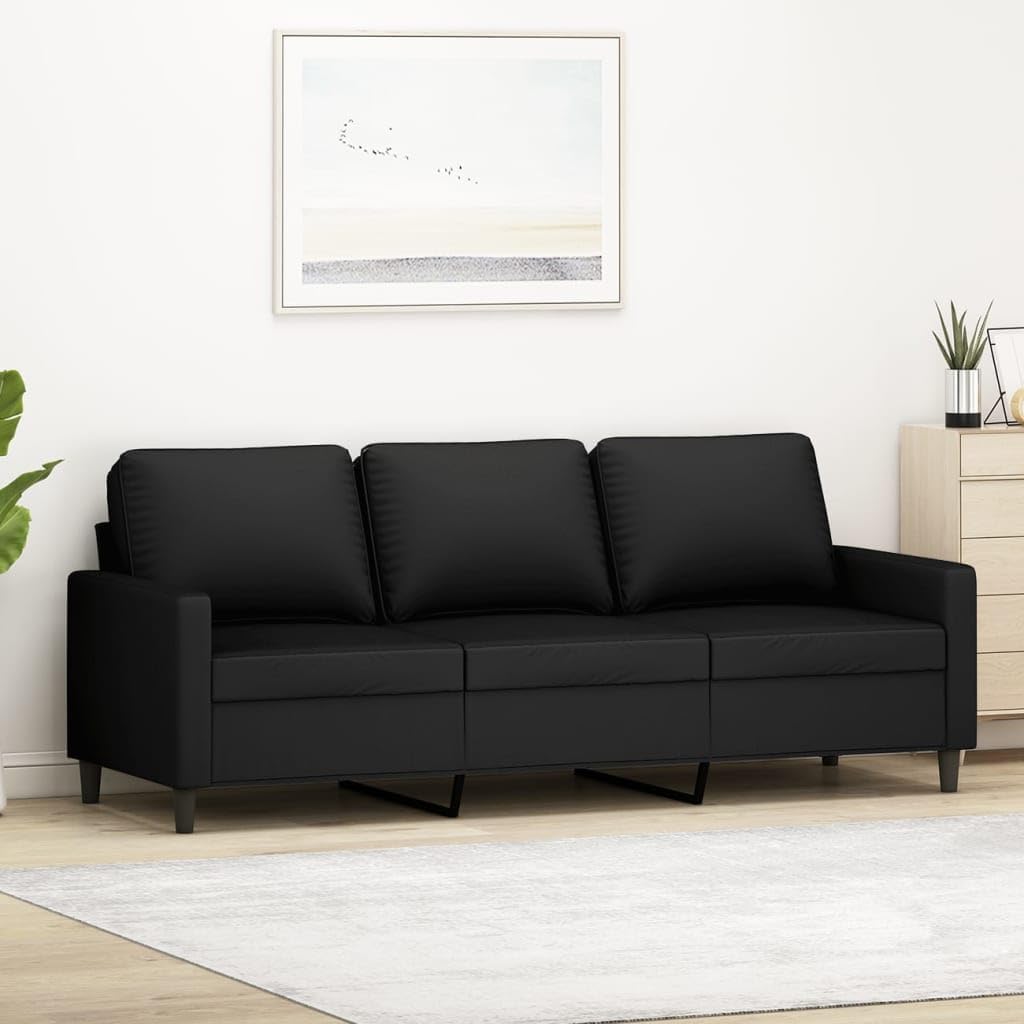 Générique Canapé à 3 Places Noir 180 cm Velours,Canapés-359214