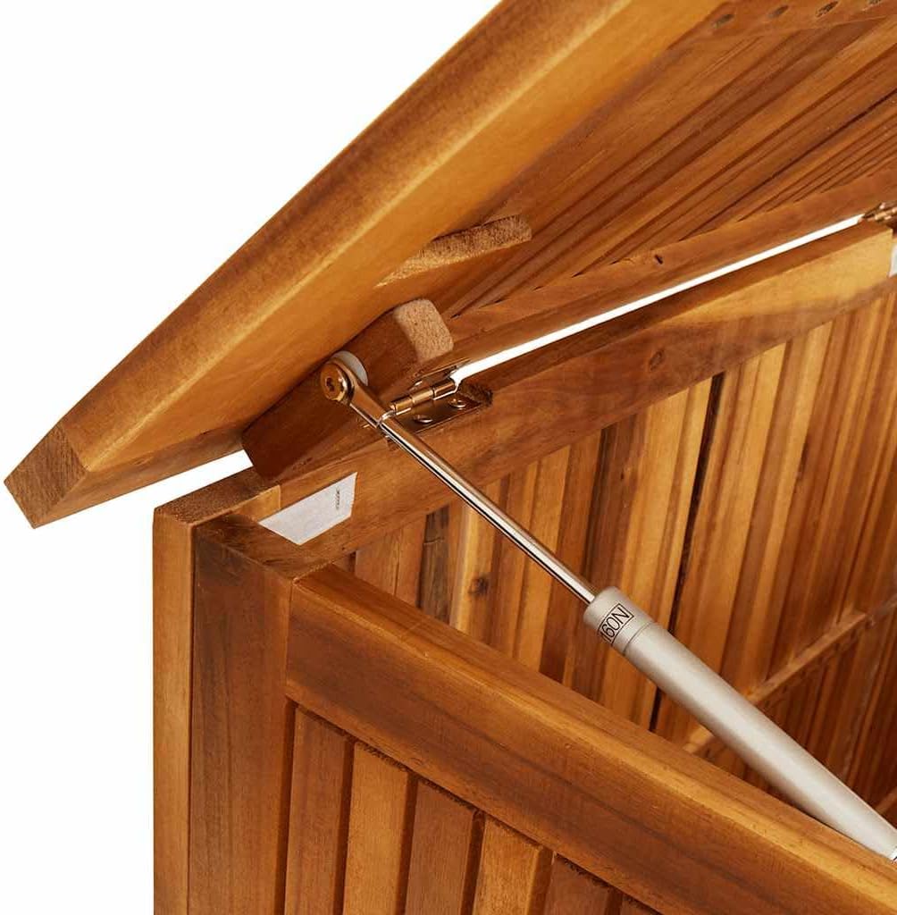 vidaXL Bois d'Acacia Solide Boîte de Rangement de Jardin Banc de Stockage Boîte d'Oreillers Coussins Couverture Extérieur 200x50x58 cm