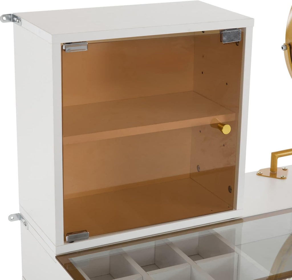 PUGSDRLY Coiffeuse 100x40x78cm avec Miroir et Tiroirs,Offrant Un Vaste Espace de Rangement Compartimenté Tabouret Non Inclus