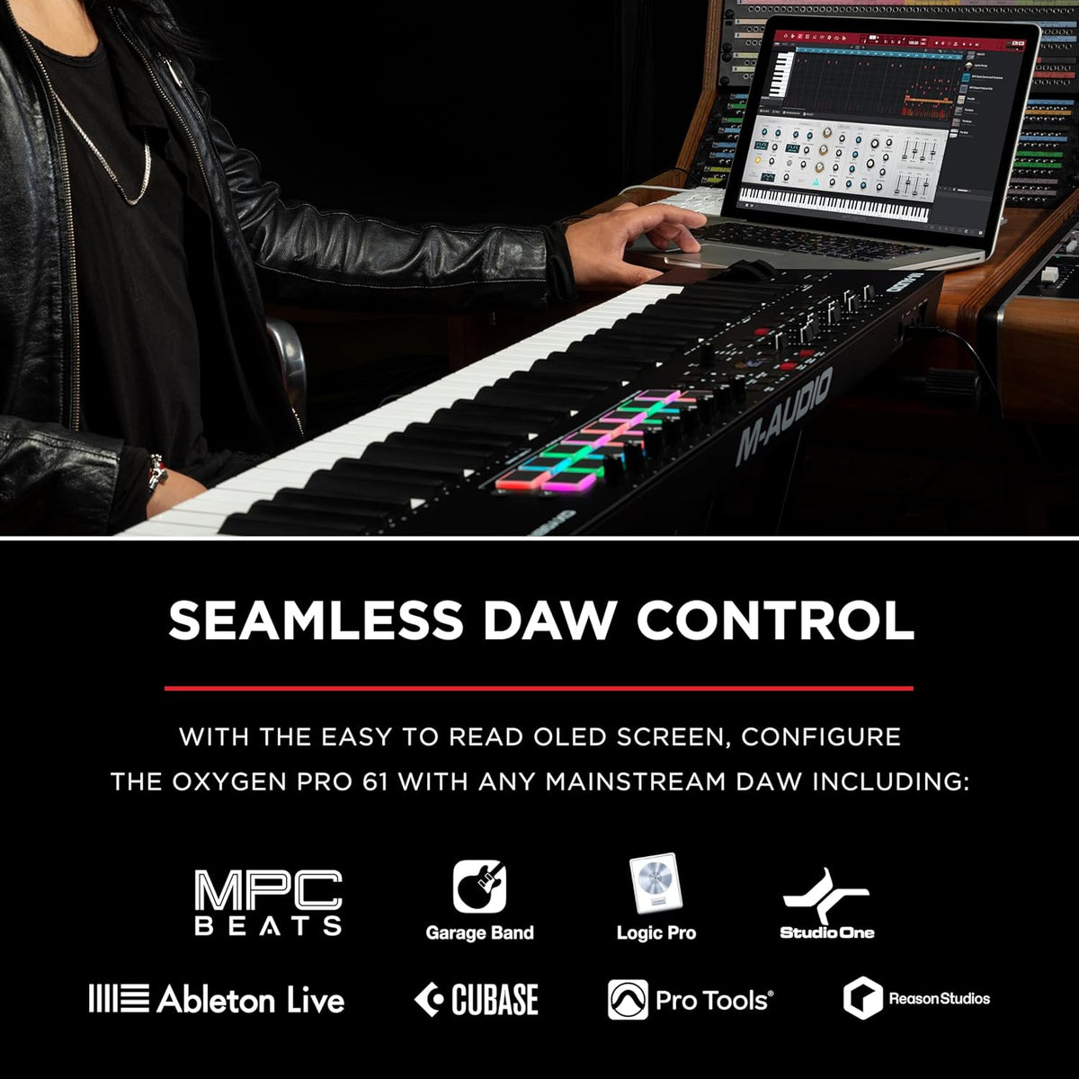 M-AUDIO Pack Contrôleur MIDI Oxygen Pro 61 avec Casque pour Enregistrement Studio, Production Musicale, Podcasting, Streaming