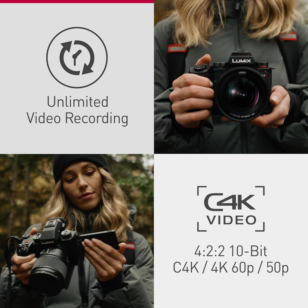 Panasonic Lumix S5M2 I Appareil Photo Hybride Plein Format (24MP, Autofocus Phase, Double Stabilisation, Vidéo 6K 10bit illimité, Rafale AFC 30ips, Tropicalisé) – Version Française