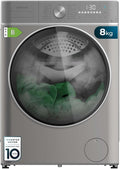 Cecotec Lave-linge Séchant 8-5Kg Bolero Wash&Dry 8590 Inverter Steel 1400RPM, 16 Programmes, Inverter Plus, Lavage à la Vapeur, Lavage et Séchage Intelligents, Stérilisation, Joint Antibactérien