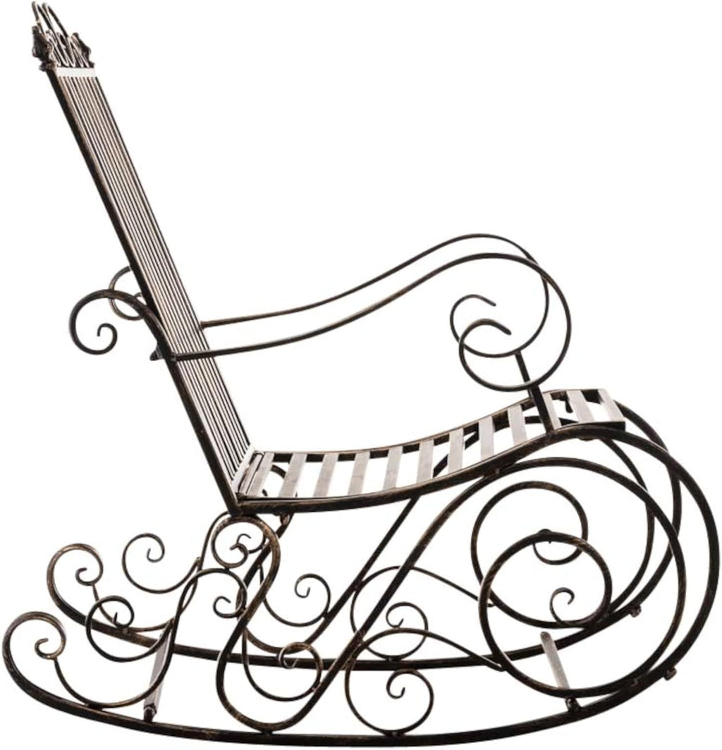 CLP Lot De 2 Fauteuils A Bascule en Fer Forgé Smilla I Rocking-Chair D'Extérieur avec Dossier Haut Et Accoudoirs, Couleur:Bronze