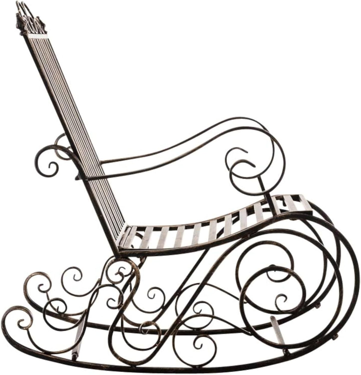 CLP Lot De 2 Fauteuils A Bascule en Fer Forgé Smilla I Rocking-Chair D'Extérieur avec Dossier Haut Et Accoudoirs, Couleur:Bronze