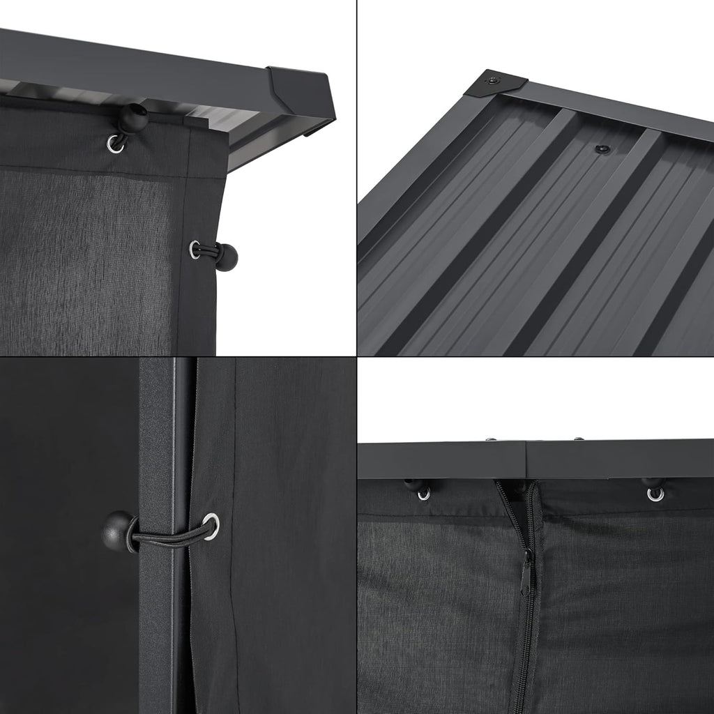 casa.pro Abri-Bûches Couvert avec Housse de Protection Support Bois de Chauffage Range-Bûches pour Stockage Extérieur Acier Galvanisé Laqué Polyester Métal Noir